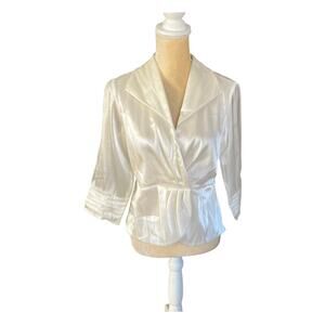 Samuel Dong Ivory Cream Off White Fancy Blouse Size Small EUC